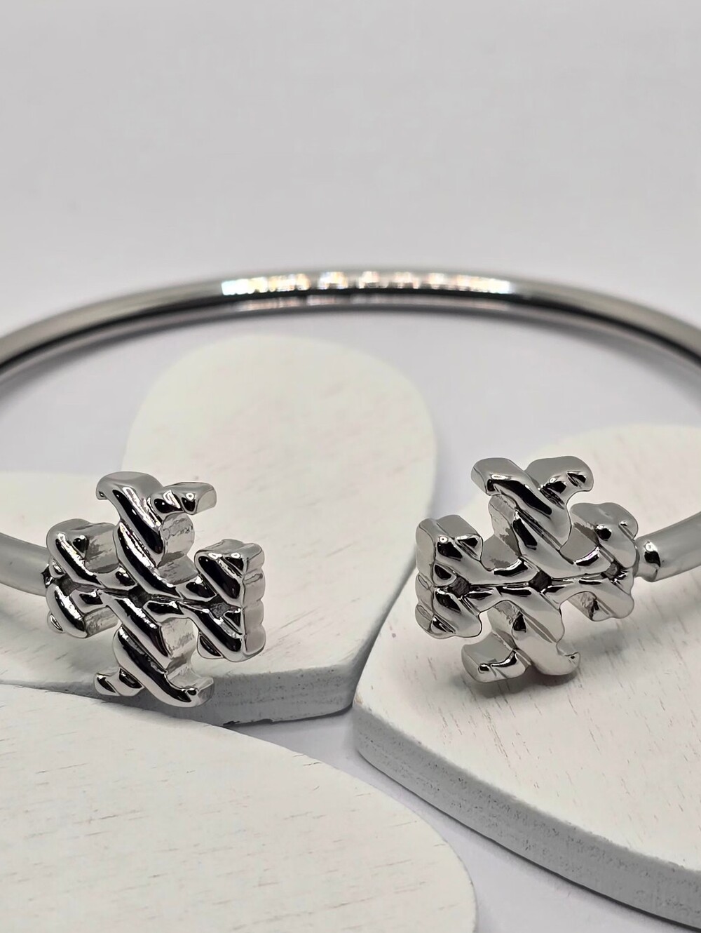Tory Burch Twisted Rope Silver Tone Bangle Bracelet